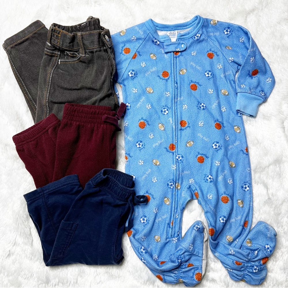 Bundle of Boy’s 18M Child of Mine Miniwear Footed Sleeper Jeans Fleece Pants